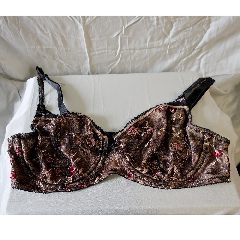 Felina black floral lace bra 36D